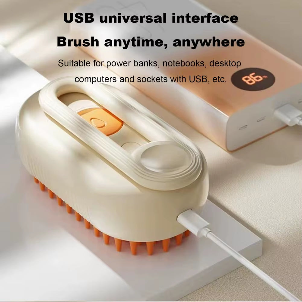 3 in 1 19*6.5Cm Pet Steam Brush USB Rechargeable Grooming Brush Self Cleaning Spray Cat Comb Pet Hair Detangler Massage Brush