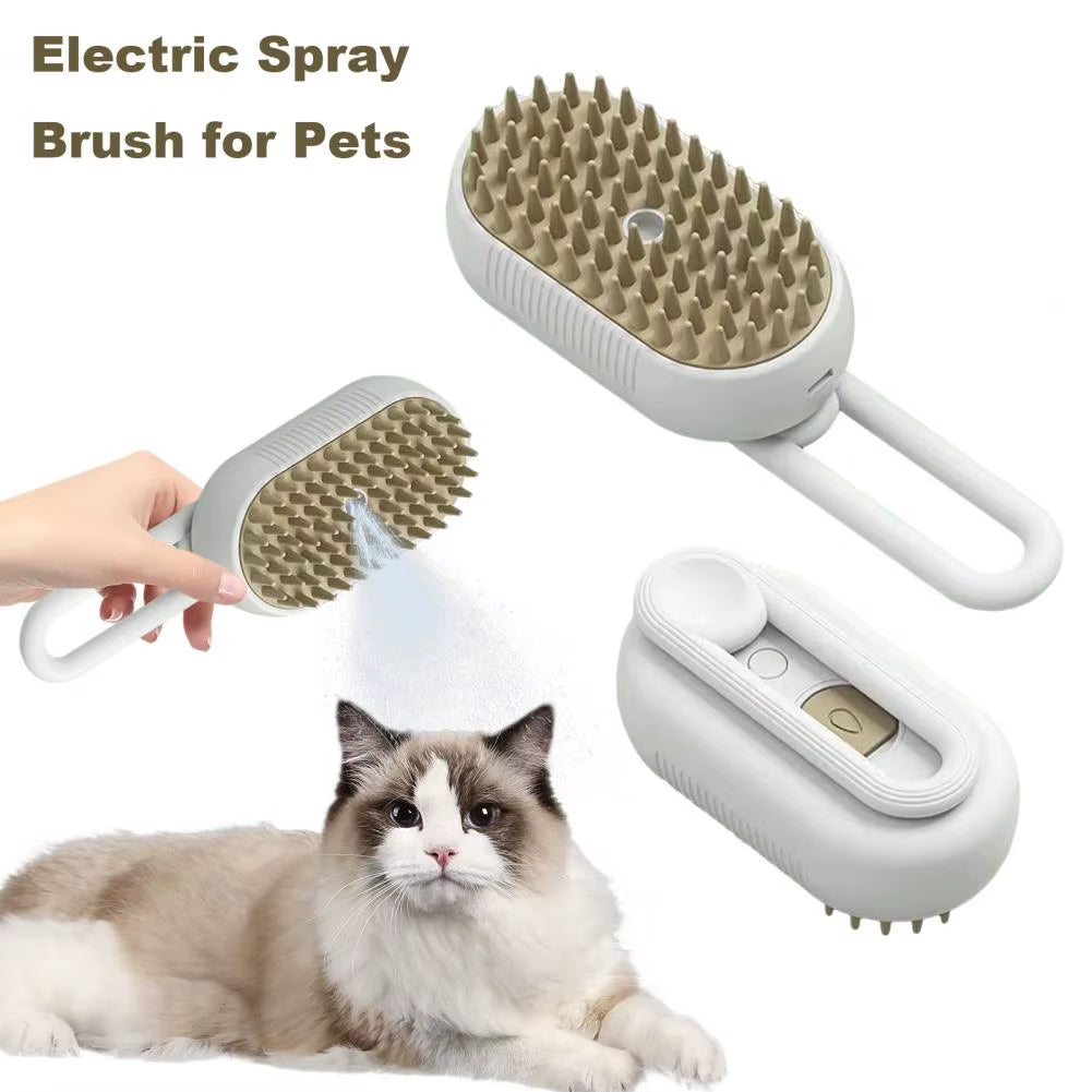 3 in 1 19*6.5Cm Pet Steam Brush USB Rechargeable Grooming Brush Self Cleaning Spray Cat Comb Pet Hair Detangler Massage Brush