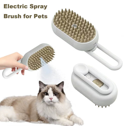 3 in 1 19*6.5Cm Pet Steam Brush USB Rechargeable Grooming Brush Self Cleaning Spray Cat Comb Pet Hair Detangler Massage Brush
