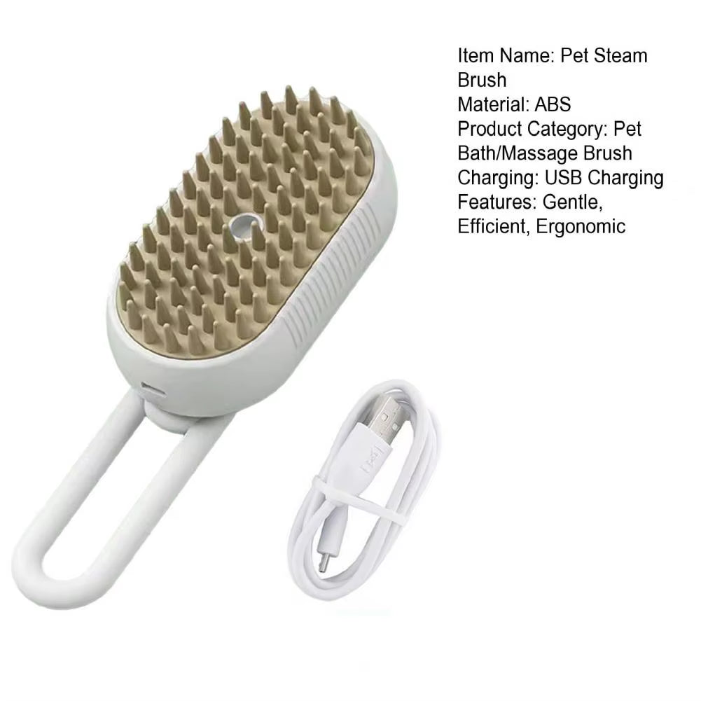 3 in 1 19*6.5Cm Pet Steam Brush USB Rechargeable Grooming Brush Self Cleaning Spray Cat Comb Pet Hair Detangler Massage Brush